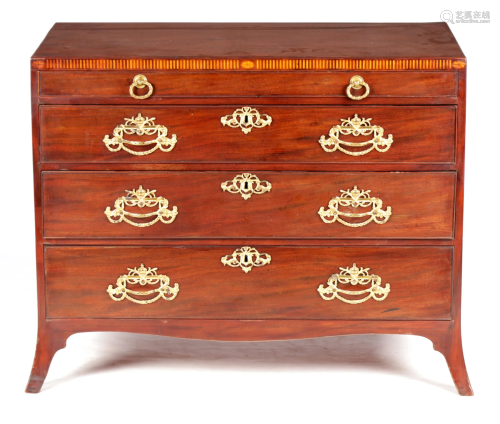 A LATE GEORGIAN MAHOGANY CHEST OF DRAWERS …