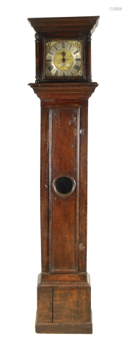 AN EARLY 18TH CENTURY OAK 30-HOUR LONGCASE CLOCK the