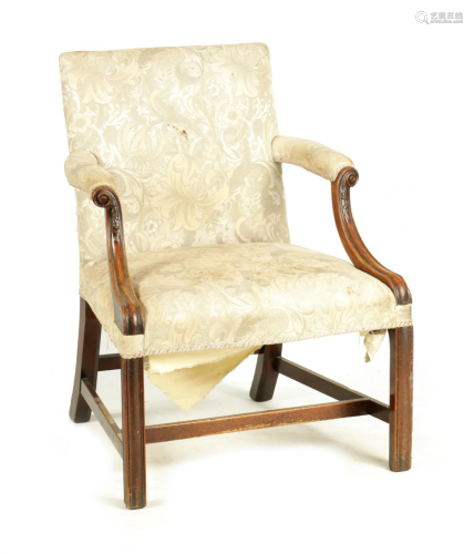 A GEORGE III MAHOGANY GAINSBOROUGH CHAIR with square