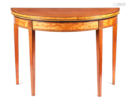 A FINE GEORGE III SHERATON FIGURED SATINWOOD AND