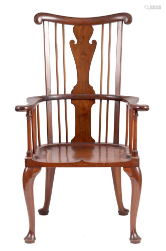 A LARGE LATE 19TH CENTURY MAHOGANY COMB BACK WINDSOR