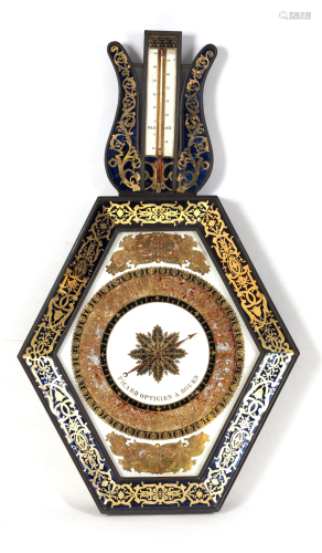 A 19TH CENTURY FRENCH EGLOMISE BAROMETER having a