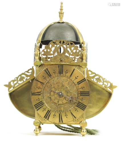 A LATE 17TH CENTURY WINGED BRASS LANTERN CLOCK W…