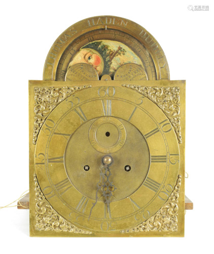 A LATE 18TH CENTURY 12â€ BRASS ARCHED DIAL EIGHT DAY