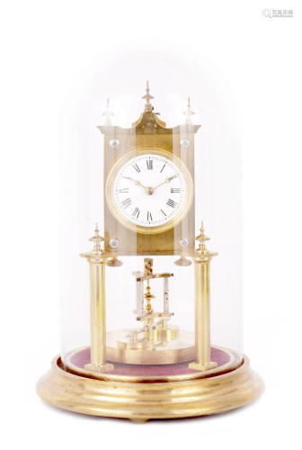 AN EARLY 400-DAY TORSION CLOCK the brass spring driven