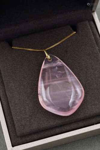 Pendentif en quartz Rose de France en forme de goutte d’eau ...