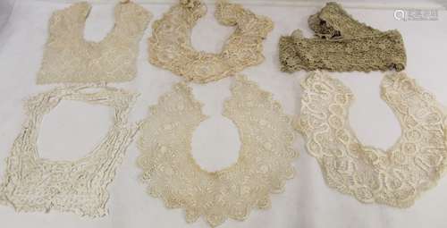 Five Victorian/Edwardian lace collars; also a length of lace...