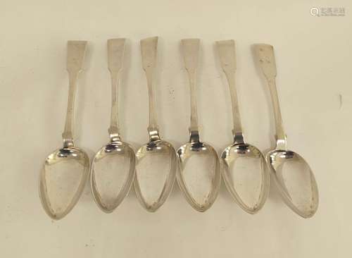 Set of six Scottish Provincial silver table spoons, fiddle p...