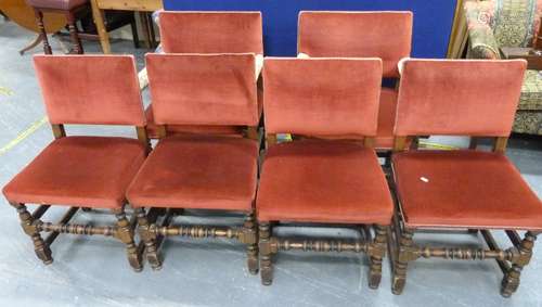 Set of six Cromwellian style dining chairs, square upholster...