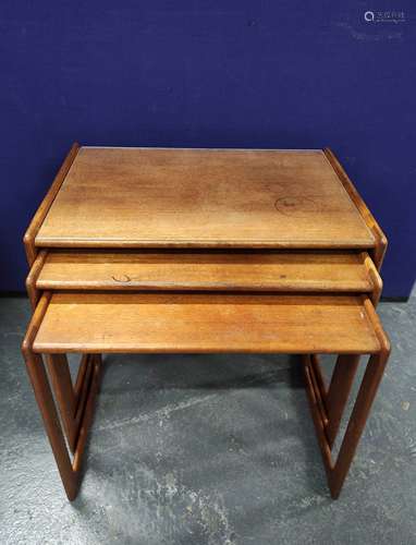 Retro Danish teak nest of three tables by M K Craftmanship, ...