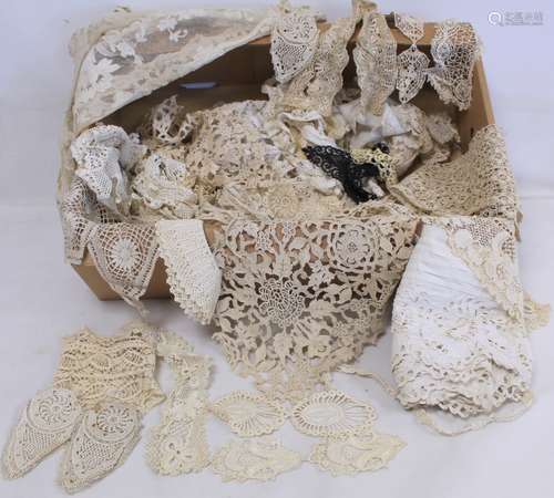 Box of Victorian/Edwardian lace trim, etc., a carton.