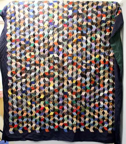 Early to mid 20th century pieced zigzag patchwork bedspread ...