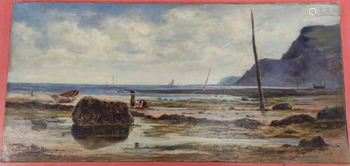 ALEXANDER LAWSON. Low Tide. Signed, oil on canvas. 35cm x 75...