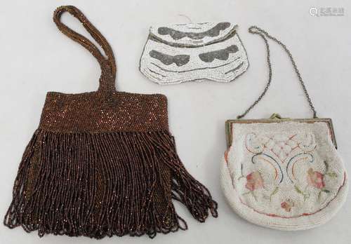 Two vintage lady's beaded evening bags and similar beaded pu...