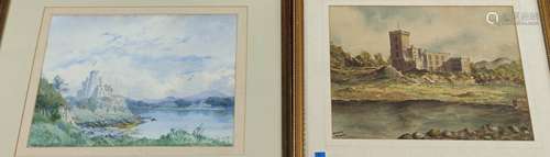 ANTONIO VALENTO. Dunvegan Castle. Signed, watercolour. 24m x...