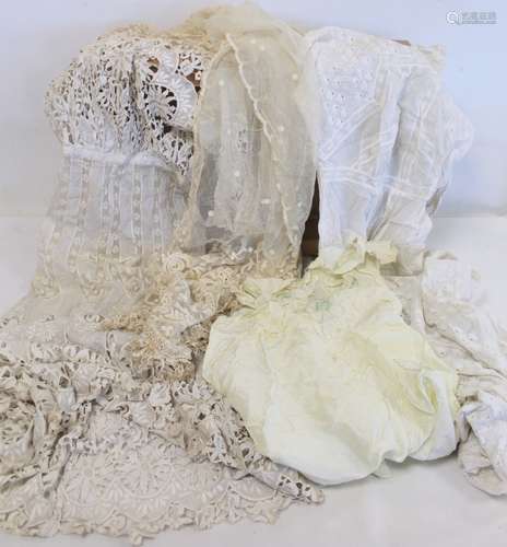 Two Victorian or Edwardian lace and broderie anglaise lady's...