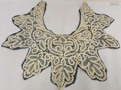 Victorian lace collar of lobed form with foliate scroll deco...