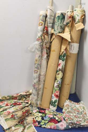 Vintage furnishing textiles: Five rolls of Sanderson printed...