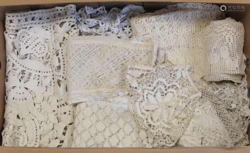 Quantity of Victorian and Edwardian lace and crocheted trim,...