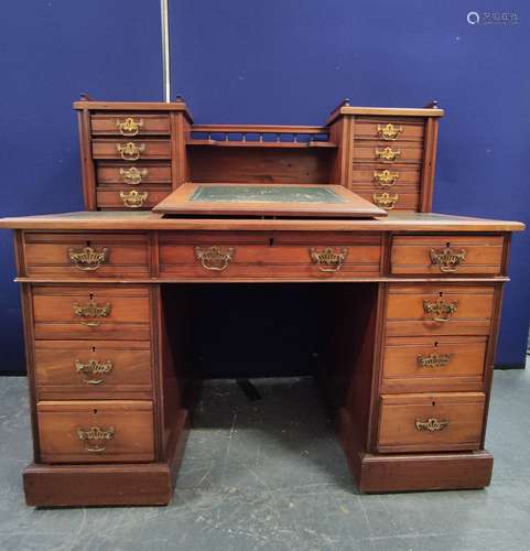 Victorian mahogany Dickens desk with a balustrade decorated ...