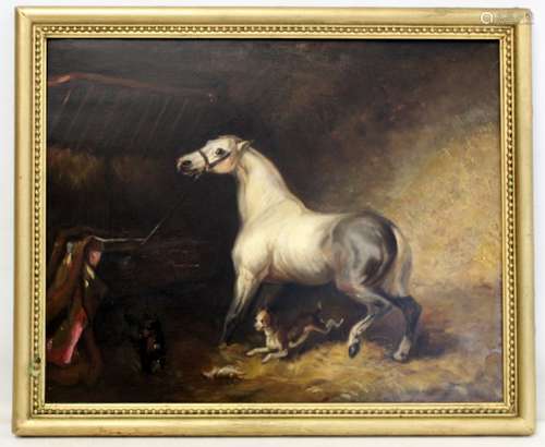 ATTRIBUTED TO SIR EDWIN LANDSEER (1802-1873). Horse in a sta...