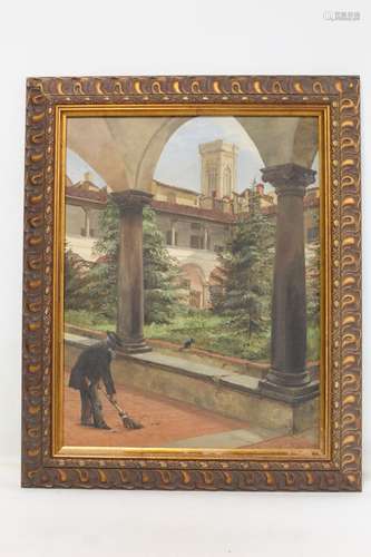 LAURA E. PHILLP (EXHIBITED 1882-87). An Italian courtyard ga...