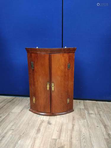 Georgian mahogany corner cupboard with two doors enclosing p...