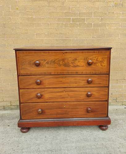 Georgian mahogany inlaid secretaire chest of drawers, the pu...