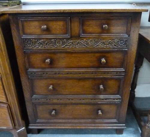 Jacobean style oak chest of drawers by Titchmarsh & Goodwin ...