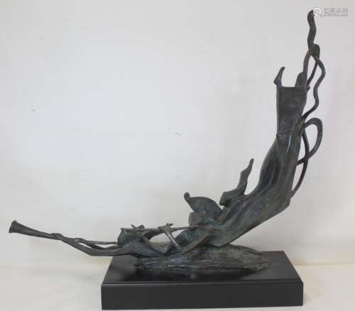 Bernard Kim (born 1942) bronze sculpture of three maidens sw...