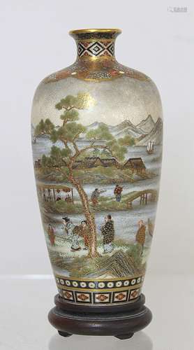 Japanese Meiji period small Satsuma vase by Yabu Meizan (185...