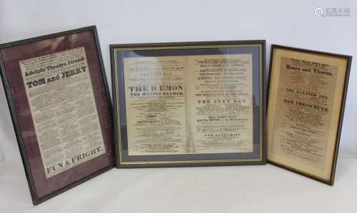 Three 19th century theatre advertising broadsides for The Ad...