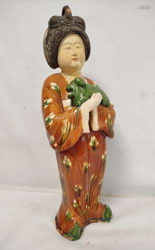 Large Chinese sancai pottery figure of a Tang dynasty court ...