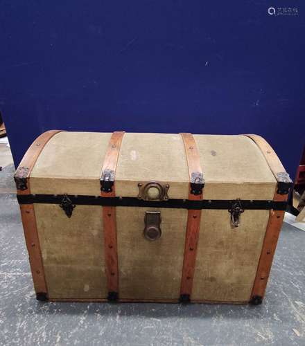 Domed topped canvas trunk