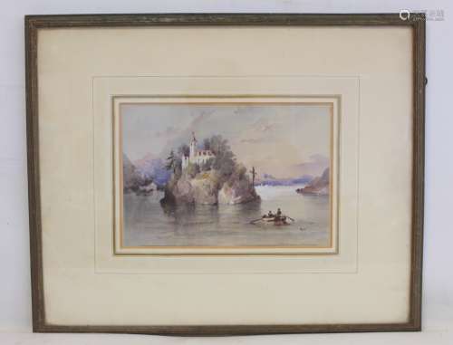 ATTRIBUTED TO WILLIAM CALLOW. Continental lake scene. Waterc...