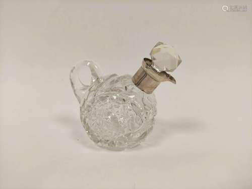 Cut glass whisky noggin, globular with silver mount Grinsell...