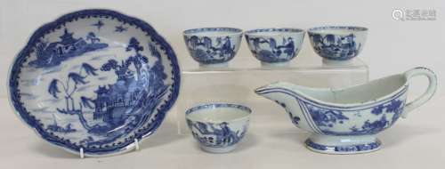 Six pieces of 18th/19th century Chinese blue and white porce...