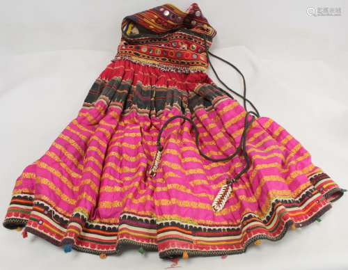 Indian Banjara or Ghagra style skirt of flared form with mir...
