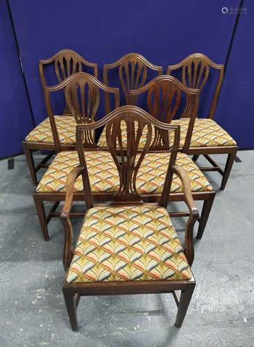 Set of six 19th century mahogany dining chairs, slip in seat...