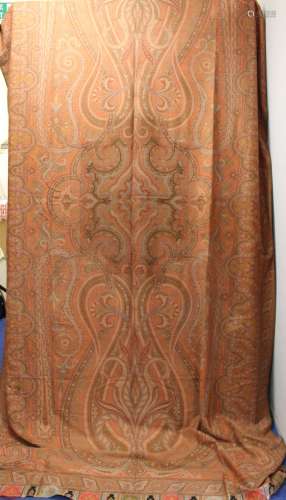 Victorian single sided paisley wool shawl woven with central...