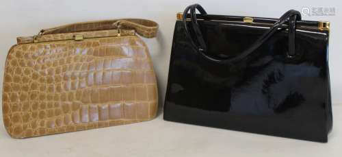 Vintage Riviera pale alligator skin lady's handbag, 29cm lon...