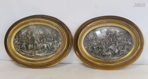 Pair of 19th century Justin Mathieu high relief white metal ...