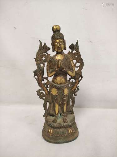 Late Qing, early 20th century Chinese gilt bronze statue of ...