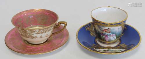 Royal Worcester cabinet cup and saucer with polychrome paint...