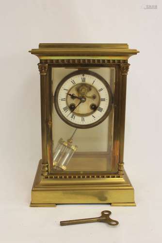 French mantel clock of 'four glass' style with visible escap...