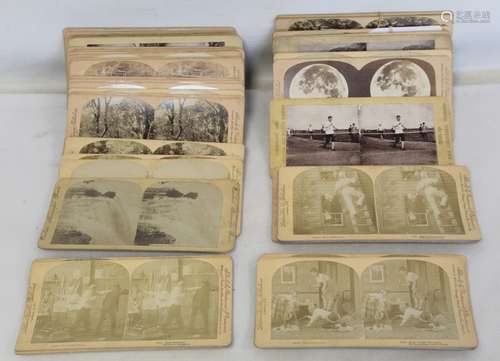 Small collection of stereoscopic cards, mainly American view...