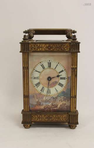 Cylinder carriage timepiece with painted and gilt porcelain ...