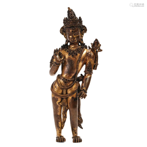 A GILT-BRONZE FIGURE OF AVALOKITESHVARA