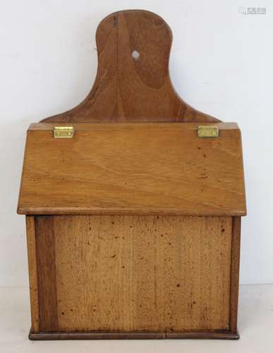 19th century treen candle or salt box of rectangular form wi...