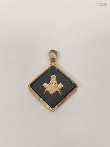 Victorian Masonic watch fob, with motif upon onyx, probably ...